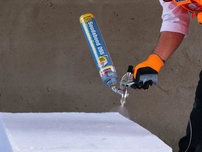 Set mit 5 Dosen Soudabond 265 Klebstoff + Pistole + Reiniger – Click&Spray-System von Soudal