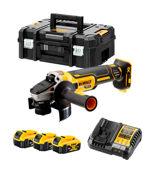 Dewalt DCG405P3 18V XR 125mm Winkelschleifer mit 3 x 5Ah Akkus + Ladegerät + Transportkoffer