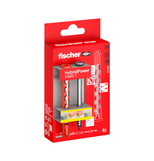 Set mit 4 HybridPower-Tacos aus Nylon und Stahl, 10 x 90, FUS Fischer