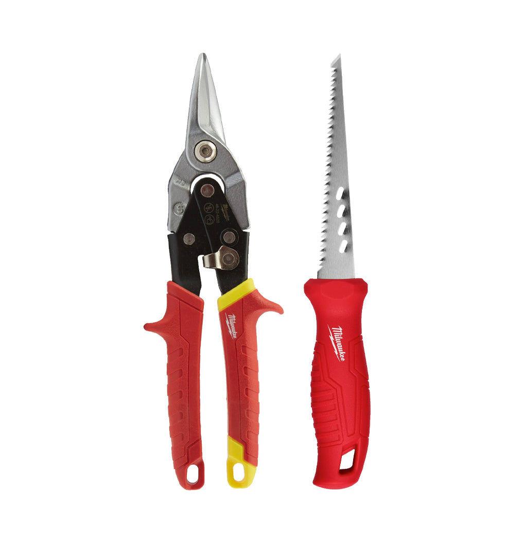 Gipskartonbausatz mit Gipskartonschneider und Säge Milwaukee